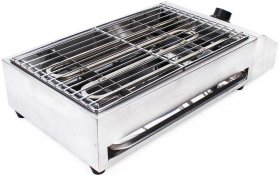 Electric Table Top Grill 2800W Portable Smokeless Barbecue Oven Griddle Stainless Steel In Outdoor with Pan 110V US