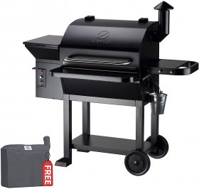 Z Grills Wood Pellet Grill & Smoker,8 in 1 BBQ Grill Outdoor Smoker with 1060 sq in Cooking Area, Auto Temperature Control Pellet Smoker-2021 Upgrade,Black