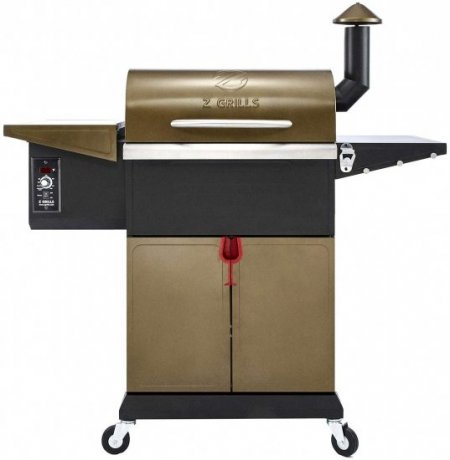 Z GRILLS 8 in 1 Wood Pellet Portable Steel Constructed Grill Smoker for Outdoor BBQ Cooking with Digital Temperature Control, Bottom Storage Area, Bronze, 573 Sq In