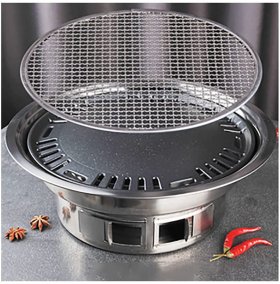 WANGF Stainless Steel Barbecue Grill Household Charcoal Smokeless Barbecue Grill 34.523.512cm Stainless Steel Stove Cover + Galvanized Sheet Carbon Basin
