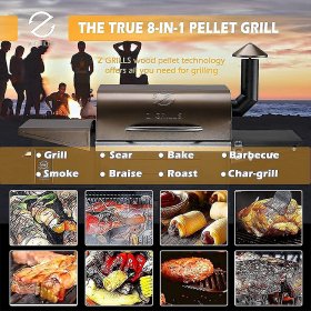 Z GRILLS 2021 New Model Wood Pellet Grill & Smoker with 1 pack Premium BBQ Hickory Wood Pellets 20 LB Per Bag