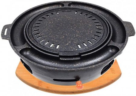 Guoguocy BBQ Barbeque Barbecue Grill,Korean Smoke-Free Household Charcoal Grill,Maifan Stone Baking Dish,Indoor and Outdoor,2 Styles (Color : A)