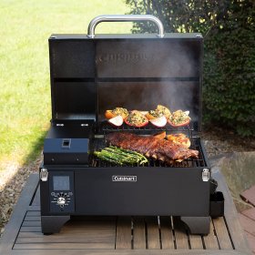Cuisinart CPG-256 Portable Wood Pellet Grill and Smoker, Steel/Black
