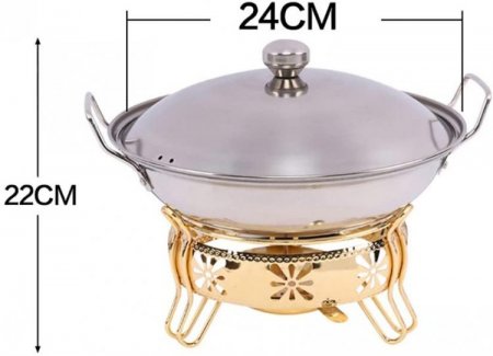 Guoguocy BBQ Barbeque Barbecue Grill,Korean Household Smokeless Stainless Steel Alcohol Fire Boiler,Dry Pot Grilled Fish Stove,3 Size (Size : 24cm22cm)