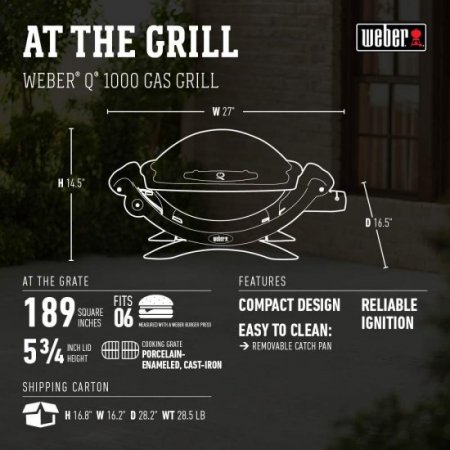 Weber Q1000 Liquid Propane Grill,Chrome