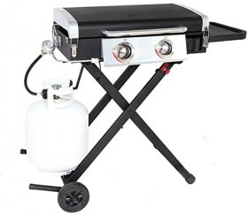 25 Inch Outdoor Portable Gas Grill Griddle - 2 Burner LP Propane w/ (Steel)