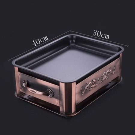 Guoguocy BBQ Barbeque Barbecue Grill,Korean-Style Non-Stick Grill Pan Alcohol Fish Grill,Bronze Plating Process,Indoor and Outdoor Skewers (Size : 40cm30cm)