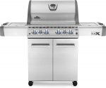 Napoleon LEX 485 BBQ Grill, Stainless Steel, Propane Gas With Infrared Rear and Side Burner, Barbecue Gas Cart, Instant Failsafe Ignition, Backlit Control Knobs