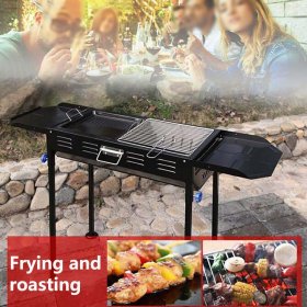 WANGF BBQ Grill Household Charcoal Outdoor Grill Wood Charcoal Grill Frying and Roasting Expanded Size 1183075cm Applicable Number 5-15 People