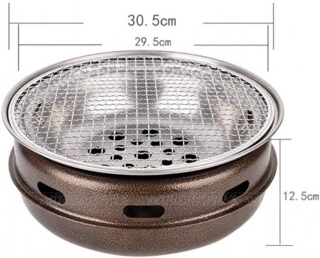 BBQ Barbeque Barbecue Grill,Stainless Steel Grill with Handle,Korean Smoke-Free Household Charcoal Grill,Both Indoor and Outdoor