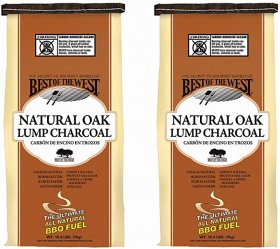 Best of the West All Natural Oak Hard Lump Charcoal for Outdoor Barbecue Grill Cooking, 15.4 Pound Bag (2 Pack)