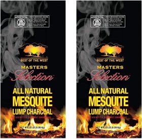 Best of the West All-Natural Mesquite Lump Charcoal for Grilling or Smoking, No Added Preservatives, 20-Pound Bag (2 Pack)