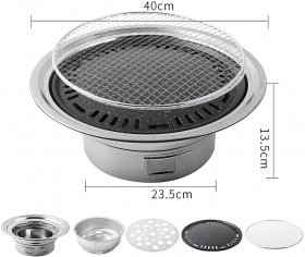 Charcoal Grill Household Outdoor Charcoal Grill Portable Meal Gathering Round BBQ Grill Stainless Steel Charcoal Grill Outdoor Cooking Picnic Barbecue