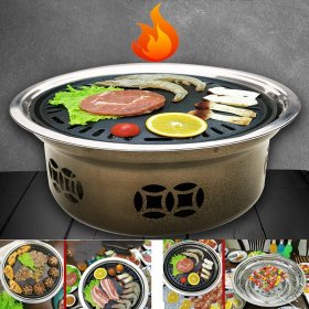 WANGF Carbon Barbecue Grill Household Round Smokeless Charcoal Barbecue Grill Frying and Roasting Burn Resistant Without Deformation 34.52812cm Enamel Charcoal Basin