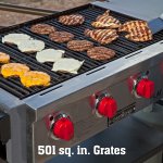 Camp Chef Flat Top Grill, True Seasoned Griddle Surface, Four 12,000 BTUs/Hr. stainless steel Burners