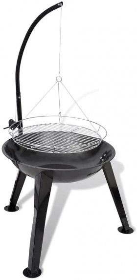 vidaXL BBQ Stand Charcoal Barbecue Hang Round Charcoal Barbecue Grill Charcoal Smoker BBQ Stand BBQ Offset Smoker Pedestal Charcoal Grill