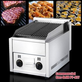 LOYALHEARTDY Gas Grill Stainless Steel Grill Volcanic Rock Grill Lava Rock Grill BBQ Equipment Gas Stratus Char Broiler Cabinet Gas Grill for Commercial