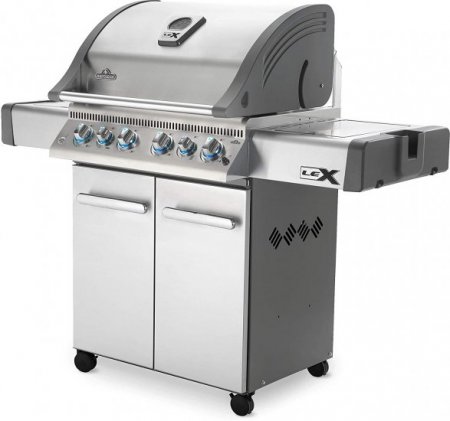 Napoleon LEX 485 BBQ Grill, Stainless Steel, Propane Gas With Infrared Rear and Side Burner, Barbecue Gas Cart, Instant Failsafe Ignition, Backlit Control Knobs