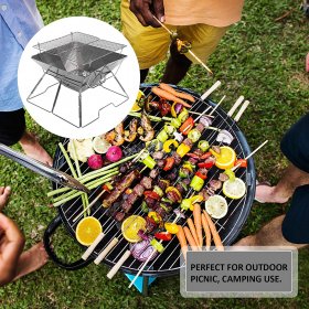 generic Charcoal Grill Stainless Steel Folding Barbecue Grilling Charcoal Oven Kettle Portable Grills for Outdoor Camping Picnic
