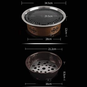 Guoguocy BBQ Barbeque 34.5cm,Barbecue Grill,Korean Round Smokeless Carbon Grill,Healthy and Durable,Maifan Stone Baking Dish,Indoor and Outdoor