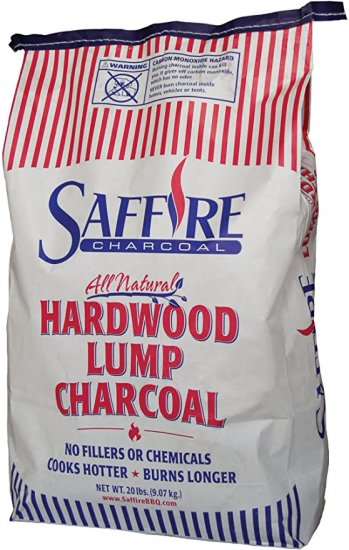 Saffire LUMP CHARCOAL 20-Pound Bag of All Natural Lump Hardwood Charcoal