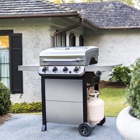 Stainless Steel Liquid Propane Gas Grill - Performance 4-Burner Cart Style