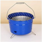 Charcoal Grill, Round Folding Portable Camping Grill Desktop Charcoal Char Broil BBQ Pit Grill For Party Camping Outdoor (Color : Pink)