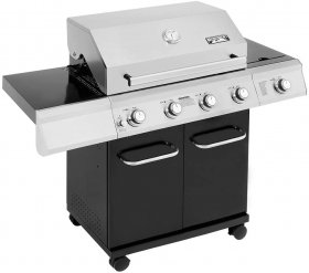 Monument Grills 4-Burner Cabinet Style Propane Gas Grill in Black with LED Controls and Side Burner