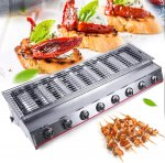 8 Burner commercial Gas LPG Grill - Tabletop Smokeless Outdoor Barbecue Cooker Stainless Steel Gas LPG Grill Cooker for Outdoor BBQ Tabletop Cooker Stainless Steel