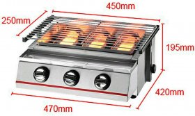 3 Burners BBQ Grill Propane Gas Grill Outdoor Camping Shield Portable?Stainless Steel BBQ Table Top Gas Grill Outdoor Cover? (3 Burners)