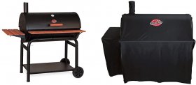 Char-Griller 2137 Outlaw 1063 Square Inch Charcoal Grill / Smoker & 3737 Outlaw Expandable Grill Cover, Black