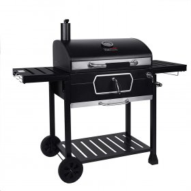 Royal Gourmet 30-Inch Charcoal Grill, Deluxe BBQ Smoker Picnic Camping Patio Backyard Cooking, Black