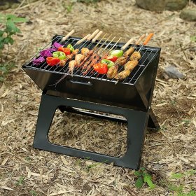 Charcoal Grill, Foldable Portable Camping Grill Stainless Steel Charcoal BBQ Grill For Outdoor, Backyard, Patio, Picnic, Park (Color : Default)