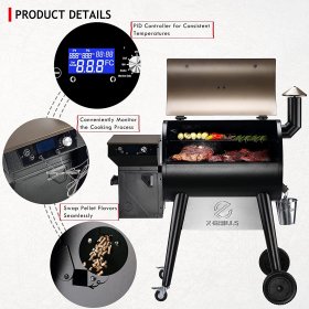 Z GRILLS 2021 Upgrade Wood Pellet Grill & Smoker for Outdoor Cooking, 8 in 1 BBQ Grill with Digital Controller, 694 Sq