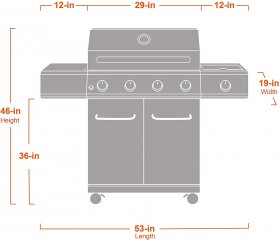 Monument Grills 4-Burner Cabinet Style Propane Gas Grill in Stainless Steel with LED Controls & Side Burner