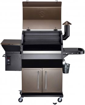 Z GRILLS Wood Pellet Grill Smoker with Ash Clean System Extra Grilling Light for Outdoor Cooking + Cover, Classic Model Larger Than 700D, 1000 SQIN,8-in-1 (Brown with Cabinet)