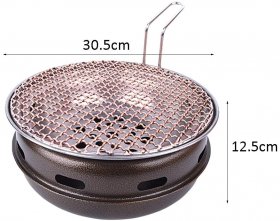BBQ Barbeque Barbecue Grill,Copper Grille with Handle,Korean Smoke-Free Household Charcoal Grill,Both Indoor and Outdoor