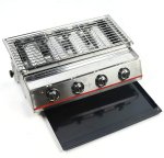 4 Burner Gas Grill Outdoor Tabletop Gas BBQ Grill Commercial 2800Pa Stainless Steel Gas Grill for Camping Picnicking (4-Burner)