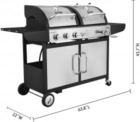 Royal Gourmet 3-Burner 25,500-BTU Dual Fuel Propane and Charcoal Combo with Protected Grill Cover, Silver