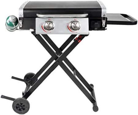 25 Inch Outdoor Portable Gas Grill Griddle - 2 Burner LP Propane w/ (Steel)