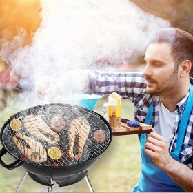 Charcoal Grill, Outdoor Round Barbecue Grill Portable Barbecue Grill Home Charcoal Char Broil BBQ Pit Grill For Outdoor Camping Travel Park Beach Outdoor Barbecue Party