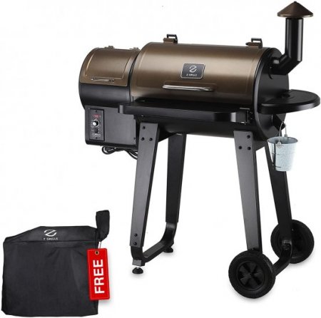 Z GRILLS 2020 Upgrade Wood Pellet Grill & Smoker 6 in 1 BBQ Grill Auto Temperature Control, 450 Sq in Bronze