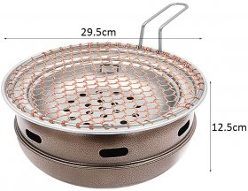 Guoguocy BBQ Barbeque 29.5cm Barbecue,Round Copper Grill with Handle,Smokeless Charcoal Barbecue Grill,Indoor Outdoor,2 Styles (Color : A)