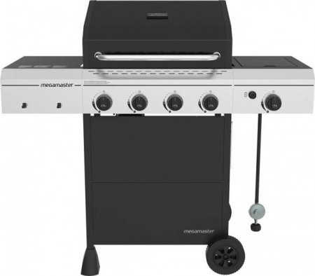 Megamaster 4 Propane, Black/Silver Grill with Side Burner