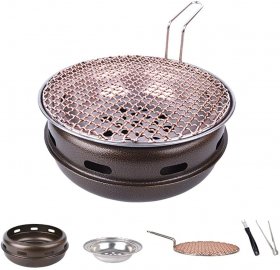 BBQ Barbeque Barbecue Grill,Copper Grille with Handle,Korean Smoke-Free Household Charcoal Grill,Both Indoor and Outdoor