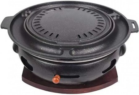 Charcoal Grill Camping Cooking Grill Food Charcoal Stove With Non-Stick Grill Pan Household Barbecue Tools Cast Iron BBQ Grill Outdoor Cooking Picnic Barbecue