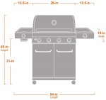 Monument Grills 4-Burner Stainless Steel Cabinet Style Propane Gas Grill with Side & Side Sear Burners, Built in Thermometer, and LED Controls