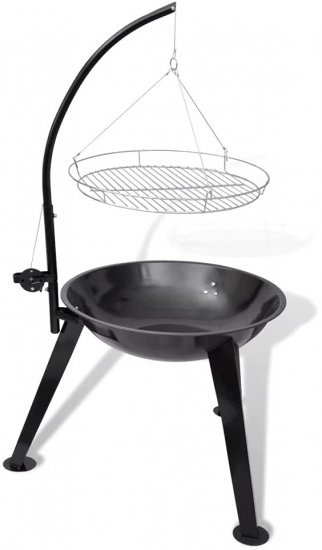 vidaXL BBQ Stand Charcoal Barbecue Hang Round Charcoal Barbecue Grill Charcoal Smoker BBQ Stand BBQ Offset Smoker Pedestal Charcoal Grill