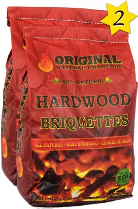 Original Natural Charcoal Hardwood Briquettes 2 X 100% Premium All-Natural Pillow Shaped Charcoals - Lights Easy, Burns Quickly, Adds Extra Flavor to Meats - 100% (7.07 lb.)