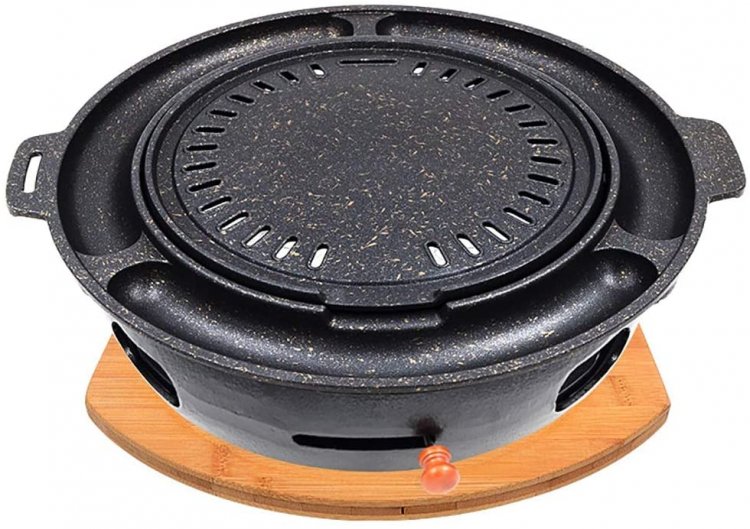 Guoguocy BBQ Barbeque Barbecue Grill,Korean Smoke-Free Household Charcoal Grill,Maifan Stone Baking Dish,Indoor and Outdoor,2 Styles (Color : A)